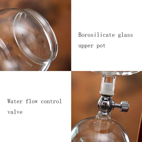 Miniatura 6 de ASSICON Cafetera de aluminio con goteo de hielo al vapor con diseño elegante estilo retro que se adapta a la mayoría, cafetera helada para estufa