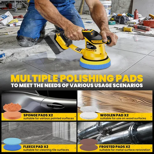 Miniatura 6 de Pulidora inalámbrica para batería Dewalt de 20 V, 450 W sin escobillas para coche, pulidora de cera con disco de 6 pulgadas, 6 velocidades variables