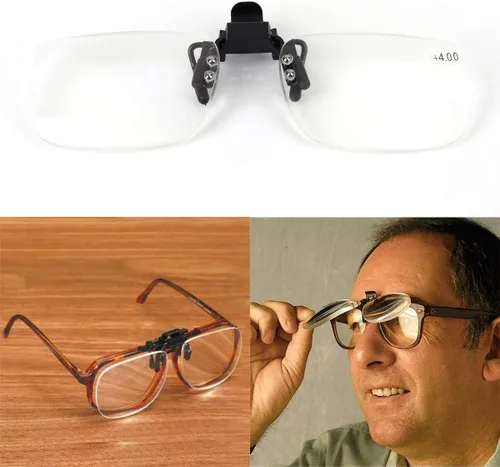 Miniatura 2 de Gafas de lectura con clip y lupa abatible, lupa, lentes para lectores unisex (2.0 x)