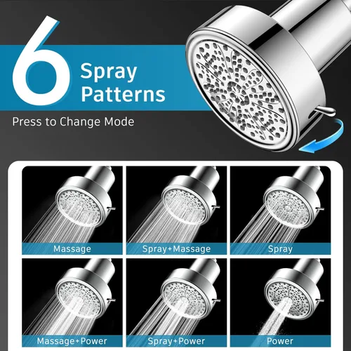 Miniatura 3 de FEELSO - Cabezal de ducha filtrado, cabezal de ducha de alta presión con 6 modos de rociado y filtros para agua dura, elimina el cloro, mejora