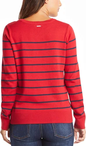 Miniatura 3 de Nautica Suéter de manga larga para mujer, 100% algodón, a rayas, cuello redondo