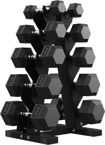 Miniatura 21 de PAPABABE Juego de mancuernas hexagonales con estante, 85-560 libras con revestimiento de goma, juego de mancuernas libres con estante