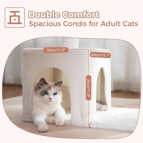 Miniatura 4 de Árbol de flores para gatos de 34 pulgadas, torre pequeña para gatos grandes, con hamaca grande de 15.7 pulgadas, cama superior extraíble