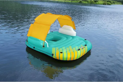 Miniatura 7 de Bestway Hydro Force Sunny - Balsa inflable para 5 personas, isla flotante, para agua, lago, con portavasos y parasol extraíble, color verde