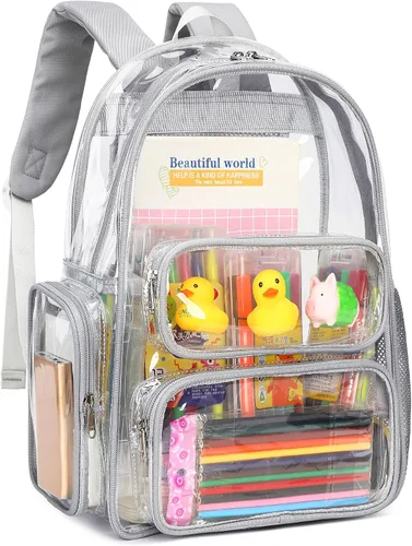 Miniatura 120 de CAMTOP Mochila transparente resistente y transparente para estudiantes, escuela, trabajo, festival, viajes, deportes, Beige, Mediana, Camtop Mochila