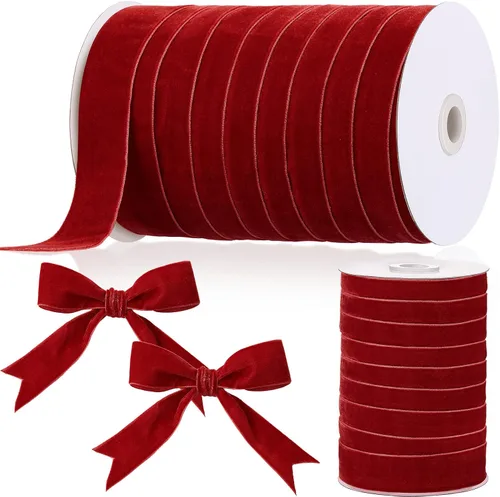 Chuangdi - Cinta de terciopelo vintage de Navidad - Carrete de una sola cara, terciopelo satinado para decoración de coronas navideñas y envoltura