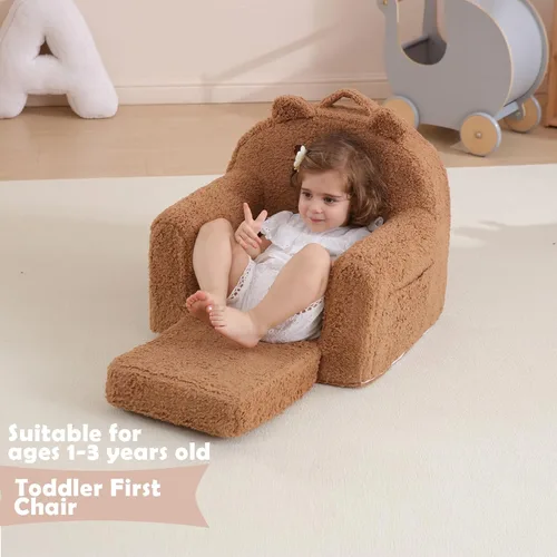 Miniatura 2 de Silla para niños pequeños, sofá plegable de oso sherpa, silla de lectura para niños, sofá abatible para niños, sofá convertible para niños de 1 a 3