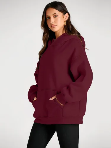 Miniatura 175 de Trendy Queen - Sudaderas extragrandes con capucha para mujer, suéteres de manga larga, sin botones, de vellón, de otoño, ropa de invierno