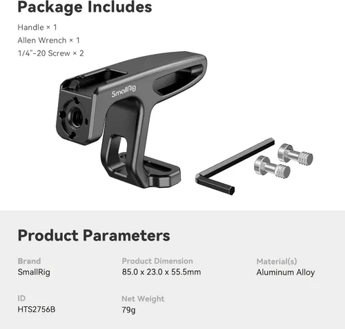 Miniatura 7 de SMALLRIG Mini mango superior para cámaras de vlogging ligeras con tornillos de 1/4 "-20 - HTS2756