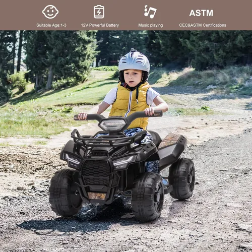 Miniatura 6 de ATV montable para niños, vehículo eléctrico para niños con batería de 6V, cuatrimoto de 4 ruedas con faros, MP3, USB, control de volumen, asiento