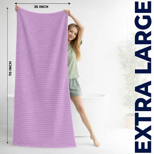 Miniatura 2 de DAN RIVER Paquete de 2 sábanas de baño de 35 x 70 pulgadas, toallas acanaladas XL de gran tamaño para adultos, toallas de felpa esponjosas y suaves