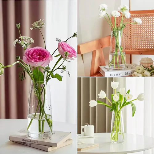 Miniatura 5 de Jarrón de cristal transparente, florero para centro de mesa, decoración del hogar, jarrones modernos para sala de estar, boda, oficina, mesa
