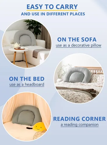 Miniatura 3 de INSEN Almohada de lectura, almohada de espalda para sentarse en la cama para leer, enfermera y relajarse, almohada de lectura para adultos, madres
