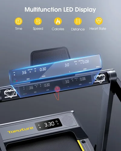 Miniatura 12 de TOPUTURE Walking Pad Treadmill with 12% Incline & Handle Bar, Treadmills for Home with Bluetooth Speaker, 4 in 1 Under Desk Treadmill Folding