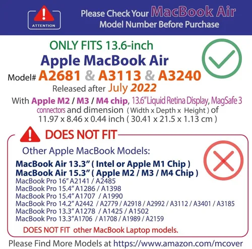Miniatura 3 de mCover Funda compatible solo con computadora portátil MacBook Air 2022 o posterior de 13.6 pulgadas