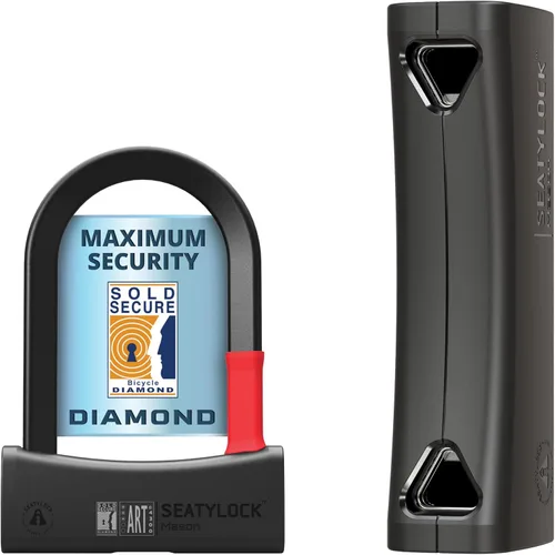 Seatylock Mason Candado de Bicicleta en U - Candado Antirrobo de Alta Resistencia Patentado con Diamante Seguro ULock - Herramienta de Seguridad