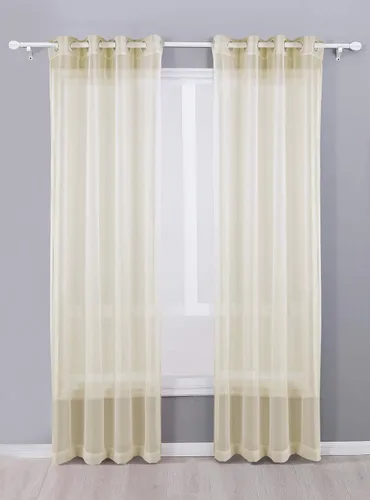 Decotex - Juego de 2 cortinas de gasa transparente con ojales en la parte superior para ventana, 54 x 63 pulgadas, color beige