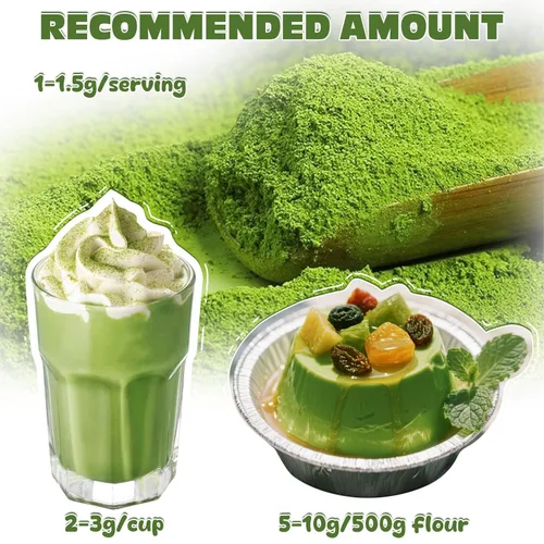 Miniatura 5 de Colorante alimentario verde para té verde matcha, polvo de té verde natural puro de 7.1 onzas, sin azúcar para café con leche, leche, hornear