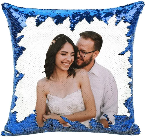 Miniatura 11 de LingLing Design - Almohada personalizada de lentejuelas, almohadas de fotos personalizadas, decoración mágica reversible del hogar, regalos