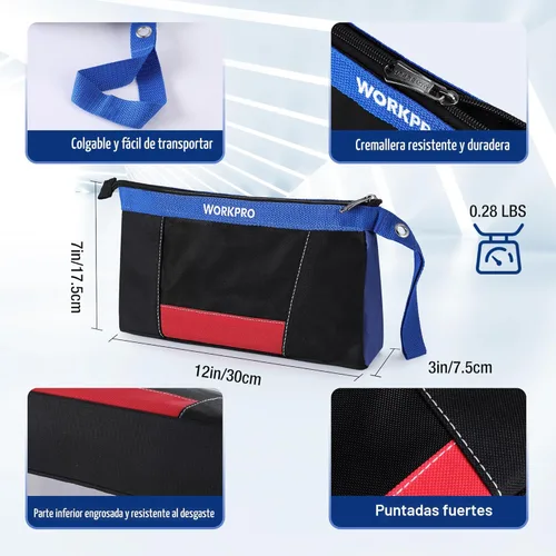 Miniatura 2 de WORKPRO Bolsas para herramientas de 12", bolsa de herramientas pequeña resistente, bolsa pequeña para herramientas utilitarias para organizadores
