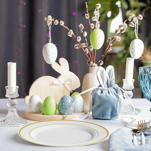 Miniatura 2 de Vplus 100 piezas de platos de plástico dorados de 10 pulgadas desechables, platos de plástico resistentes blancos elegantes y duraderos con borde