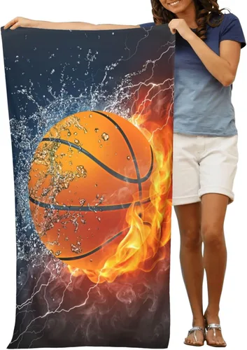 Miniatura 9 de VOOHDDY Toalla de playa deportiva con pelota de fútbol americano, grande, suave, absorbente, de secado rápido, toallas de baño de gran