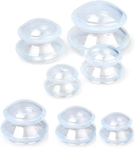 Miniatura 8 de 否 Koukone - Juego de 7 vasos de silicona para terapia de ventosas transparentes para terapia de ventosas médicas al vacío y tazas de masaje