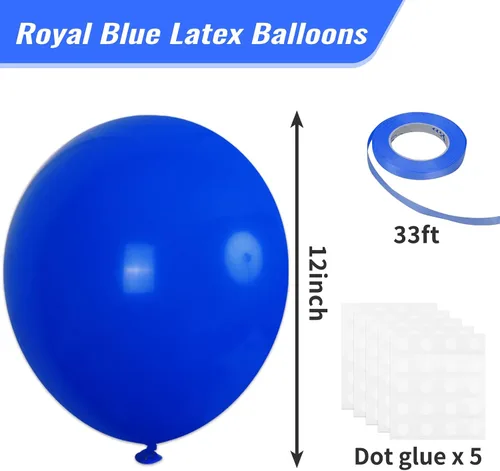 Miniatura 2 de RUBFAC 120 globos de color azul rey de 12 pulgadas, globos de látex mate azul real para cumpleaños, baby shower, graduación, béisbol, náutico