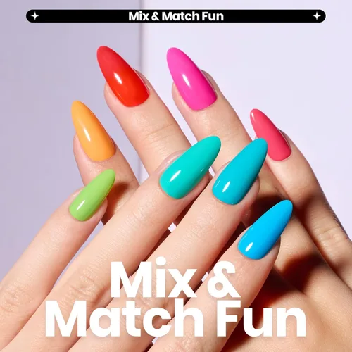 Miniatura 3 de Beetles - Juego de esmaltes de uñas de neón – Kit de esmalte de uñas de secado rápido, 12 colores, rosa intenso, verde, azul, amarillo, rojo, secado