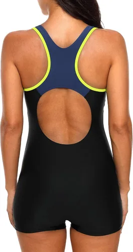 Miniatura 2 de CharmLeaks Traje de baño de una pieza con espalda cruzada para mujer, atlético, cobertura completa, traje de baño de regazo