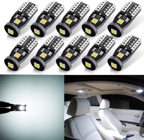 Miniatura 5 de AUTOGINE - 10 unidades de focos LED T10 W5W 194 168 175 2825, sin error, súper brillantes, color amarillo ámbar, con chipset 3030, para luz