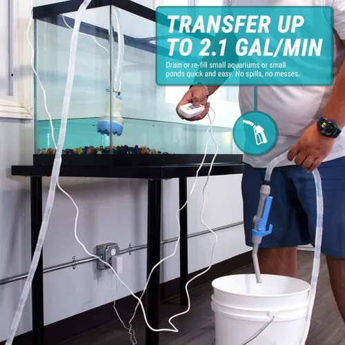 Miniatura 2 de TERA PUMP Bomba de agua sumergible eléctrica para tanque de peces de 12 V con manguera de descarga de 30 pies y entrada de malla filtrada, bomba