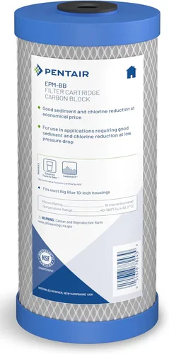 Pentair Pentek EPM-BB - Filtro de agua de carbono azul grande, 10 pulgadas, cartucho de repuesto de bloque de carbono Epsilon modificado para toda