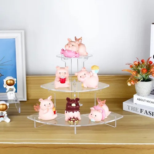Miniatura 6 de Estante de exhibición de acrílico para figuras Amiibo Funko POP, organizador de perfumes y colonias, soporte para cupcakes de 3 niveles, soporte