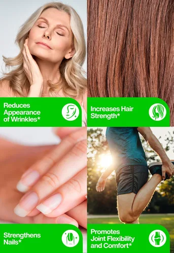 Miniatura 4 de Suplemento de péptidos de colágeno hidrolizados para mujeres y hombres - Soporte para articulaciones, cabello, piel y uñas - Alimentado con pasto