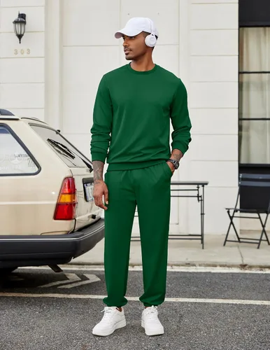 Miniatura 33 de COOFANDY Conjunto deportivo de 2 piezas para hombre, sudadera de manga larga, sin botones, para deportes, casual, fitness, trotar