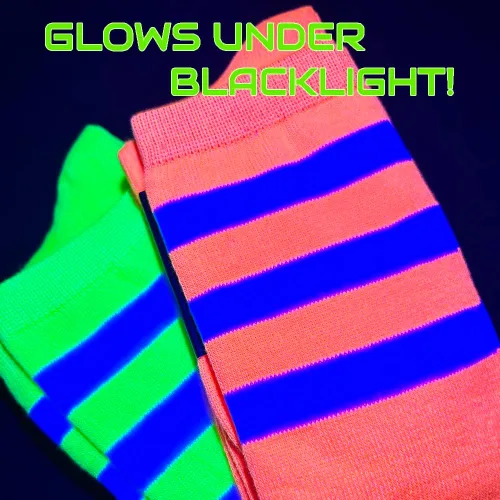 Miniatura 3 de NEON NATION Calcetines unisex hasta la rodilla con varias rayas de colores, ligeros y transpirables