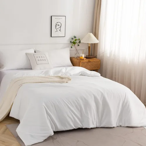 Miniatura 44 de COTTEBED Juego de edredón ultrasuave para cama King, para uso en todas las estaciones, peso ligero con microfibra de algodón lavado cálida y Verde