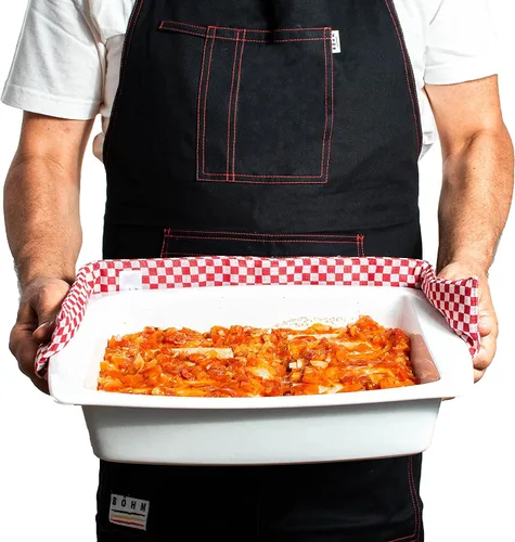Miniatura 9 de BÖHM - Delantal de cocina profesional con bolsillos, trabillas para herramientas, correa ajustable para el cuello, algodón duradero de doble