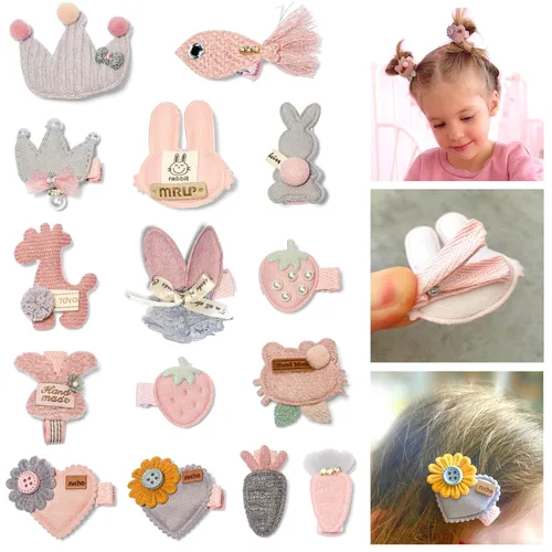 Pinzas para el cabello para niñas, accesorios – 15 piezas de clip de cocodrilo antideslizante cubierto de tela, pasadores para el cabello para