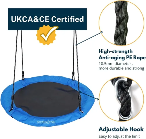 Miniatura 6 de Columpio de platillo – Asiento de columpio de árbol de 40 pulgadas con tela Oxford impermeable 900D para niños y adultos Capacidad de peso de 700