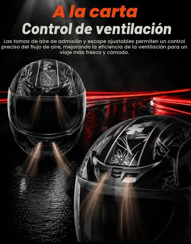 Miniatura 6 de TCMT Tamaño-M DOT Casco de motocicleta con mariposa, tapa abatible, cara completa, para la calle, para bicicleta de tierra, casco para adultos, ATV