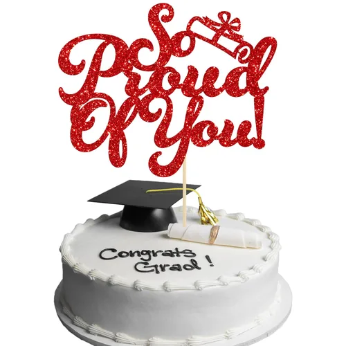 Miniatura 8 de Gyufise 1 decoración de pastel So Proud of You Black Glitter 2026 Decoración de pastel de fiesta de graduación You Did It, decoración de pastel