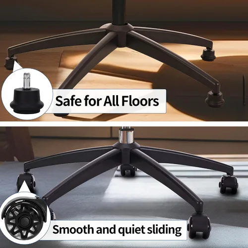 Miniatura 5 de Reemplazo de base metálica para silla de oficina y gaming Frassie con 5 ruedas con guías en forma de campana, base universal para silla de Negro