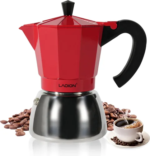 Miniatura 8 de LAOION Cafetera de espresso para estufa, olla moka de 3 tazas, máquina de espresso compatible con encimeras de inducción, 150ml, cafetera cubana