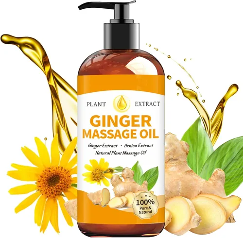 Aceite de masaje de jengibre para terapia de masaje, drenaje linfático de aceite de jengibre, aceite de masaje muscular dolorido, aceite corporal de