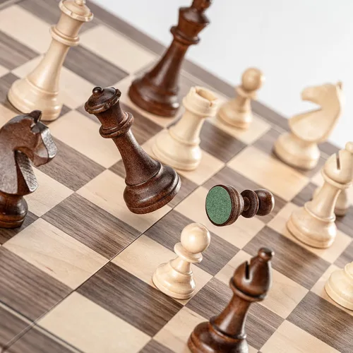 Miniatura 4 de A&A Juego de ajedrez magnético de madera de 15"/Tablero plegable/Piezas de ajedrez de caballero alemán Staunton de altura king de 3"/Incrustaciones