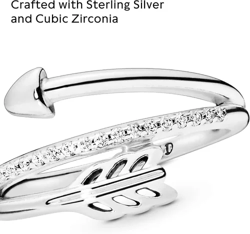 Miniatura 4 de Pandora Anillo de flecha envolvente, anillo de plata de ley para mujer, anillo apilable, regalo para ella, plata de ley con circonita cúbica