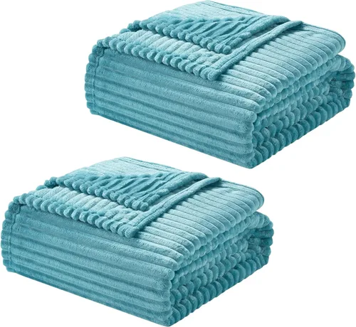 Miniatura 27 de Nestl Manta azul tamaño Queen para cama - Mantas acogedoras y cálidas para mujeres, mantas de felpa grande de vellón para niñas, azul piedra, 90 x