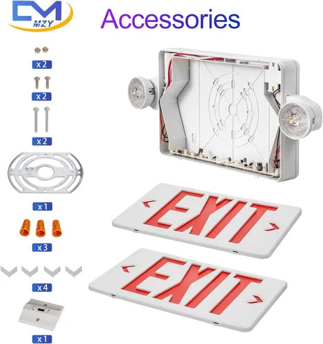 Miniatura 2 de CM MZY Señal de salida LED con luces de emergencia, luz de señal de salida con batería de respaldo, luces de emergencia de letra roja con dos Rojo